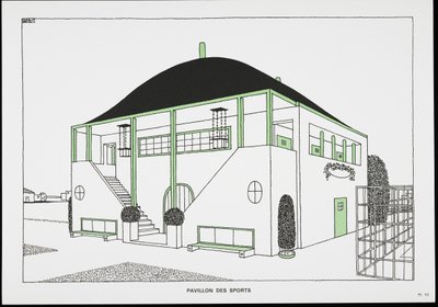 Pavillon des sports, from Une Cite Moderne, Dessins de Rob Mallet-Stevens Architecte, 1987 by Robert Mallet Stevens